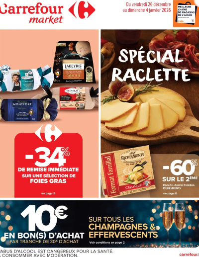 Spécial raclette de la boutique Carrefour Market valable du 26/12/2025 des dernières annonces