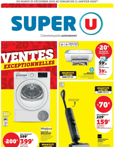 Ventes exceptionnelles ! de la boutique Super U valable du 30/12/2025 des dernières annonces