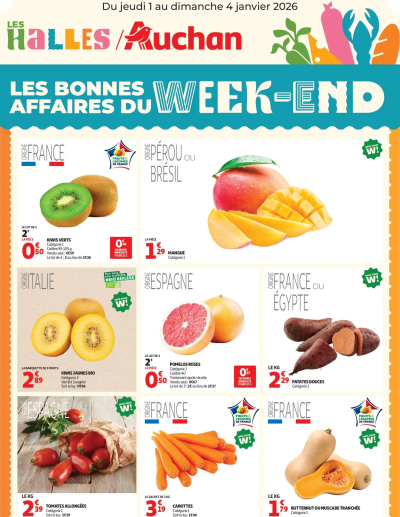 Les bons plans du week-end dans votre hyper ! de la boutique Auchan valable du 01/01/2026 des dernières annonces