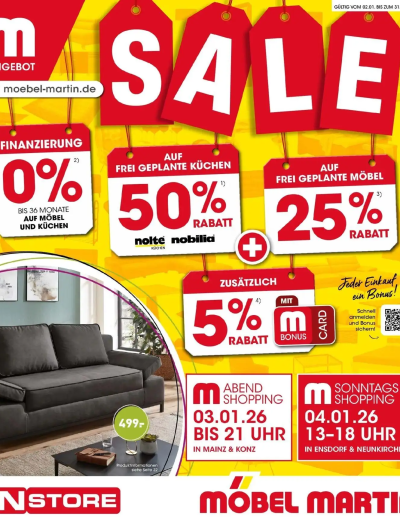 Möbel Martin: Offres hebdomadaires de la boutique Möbel Martin valable du 01/01/2026 des dernières annonces