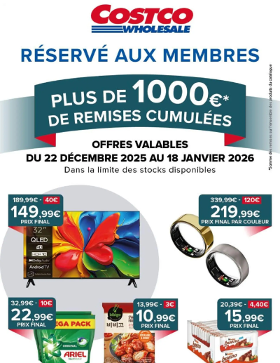  Catalogue Catalogue de la boutique Costco valable du 22/12/2025 des dernières annonces