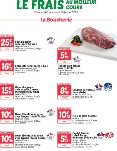 Frais au meilleur cours de la boutique Promocash valable du 06/01/2026 des dernières annonces