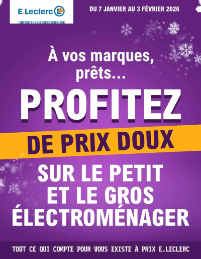Electromenager en folie (ex soldes hiver) de la boutique E.Leclerc valable du 07/01/2026 des dernières annonces