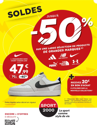 Soldes de la boutique Sport 2000 valable du 07/01/2026 des dernières annonces