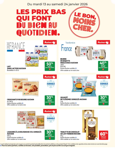 Prix bas au quotidien de la boutique Auchan valable du 13/01/2026 des dernières annonces