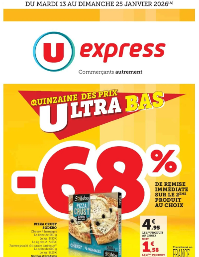 Les prix bas de la semaine de la boutique U Express valable du 13/01/2026 des dernières annonces