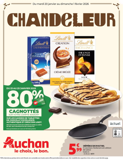Chandeleur produits frais de la boutique Auchan valable du 20/01/2026 des dernières annonces