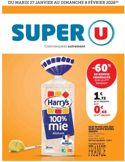Les prix bas de la semaine de la boutique Super U valable du 27/01/2026 des dernières annonces