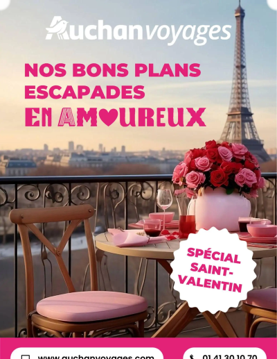 Séjours St-Valentin de la boutique Auchan valable du 01/02/2026 des dernières annonces