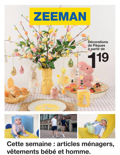 Cette semaine : articles ménagers, vêtements bébé et homme.