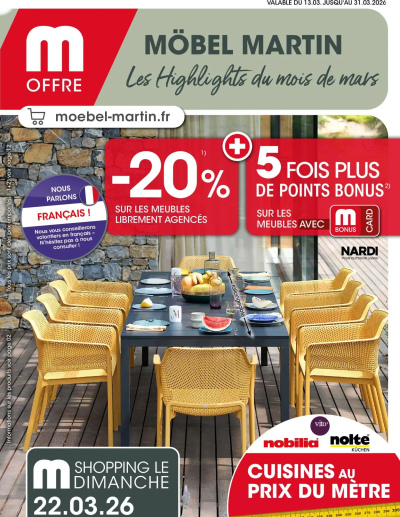 Möbel Martin Les Highlights du mois de mars de la boutique Möbel Martin valable du 13/03/2026 des dernières annonces