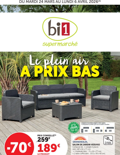  Catalogue bi1 Catalogue le plein air a prix bas de la boutique bi1 valable du 24/03/2026 des dernières annonces