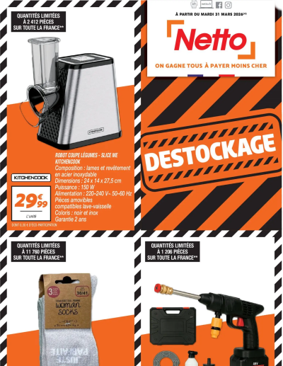 Netto - Destockage de la boutique Netto valable du 31/03/2026 des dernières annonces