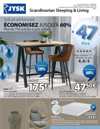 Jysk - Int birthday de la boutique Jysk valable du 17/03/2026 des dernières annonces
