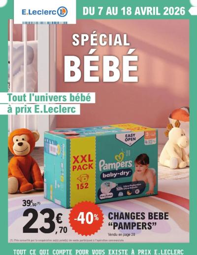 E.Leclerc Spécial bébé de la boutique E.Leclerc valable du 07/04/2026 des dernières annonces