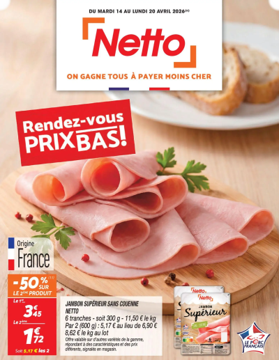 Netto - rendez-vous prix bas de la boutique Netto valable du 14/04/2026 des dernières annonces