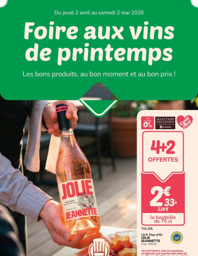  Catalogue Promocash Foire aux vins de printemps de la boutique Promocash valable du 02/04/2026 des dernières annonces