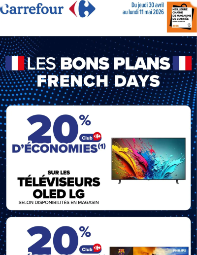Carrefour Les bons plans French days de la boutique Carrefour valable du 30/04/2026 des dernières annonces