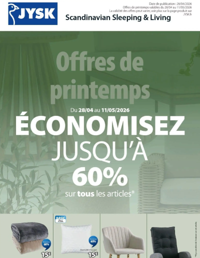  Catalogue Jysk offres de printemps de la boutique Jysk valable du 28/04/2026 des dernières annonces