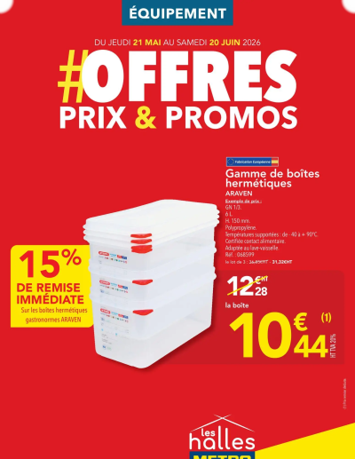 METRO Offres Prix & Promos Equipement de la boutique METRO valable du 21/05/2026 des dernières annonces