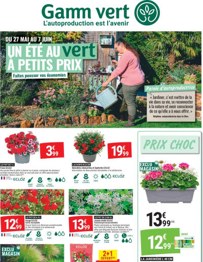  Catalogue Gamm vert - UN été AU vert à petits prix de la boutique Gamm vert valable du 27/05/2026 des dernières annonces