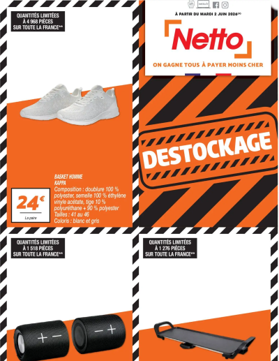 Netto - Destockage de juin de la boutique Netto valable du 02/06/2026 des dernières annonces
