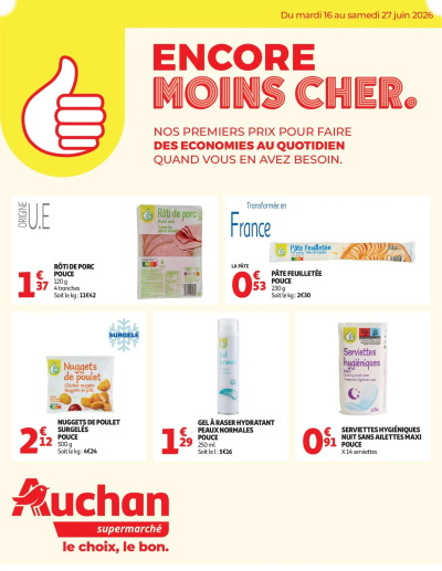 Auchan Marque Pouce supers de la boutique Auchan valable du 16/06/2026 des dernières annonces