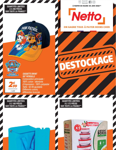 Netto - Destockage juillet de la boutique Netto valable du 30/06/2026 des dernières annonces