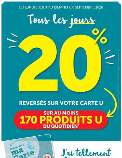 Super U - Ma sélection Carte U Aout de la boutique Super U valable du 03/08/2026 des dernières annonces