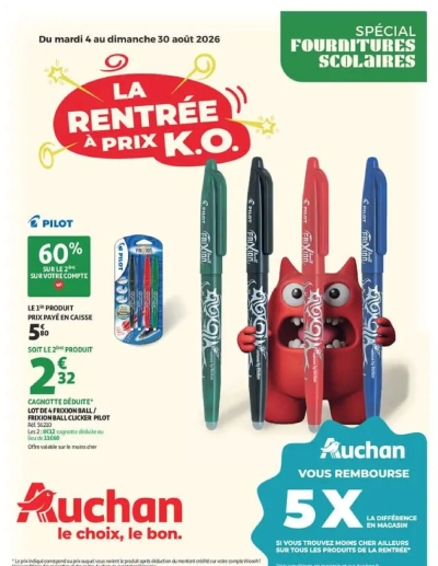 Auchan Rentrée scolaire hypers de la boutique Auchan valable du 04/08/2026 des dernières annonces