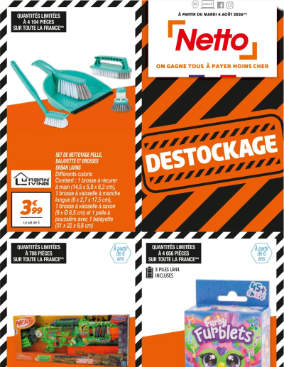 Netto destockage août de la boutique Netto valable du 04/08/2026 des dernières annonces