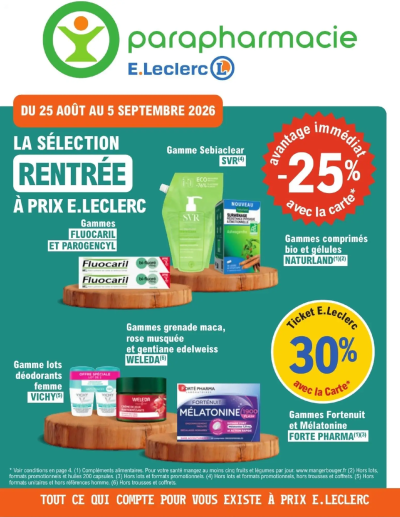 E.Leclerc Parapharmacie catalogue de la boutique E.Leclerc valable du 25/08/2026 des dernières annonces
