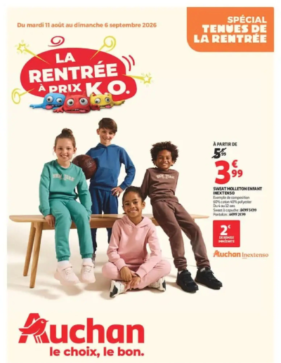 Auchan Vêtements enfants rentrée de la boutique Auchan valable du 11/08/2026 des dernières annonces