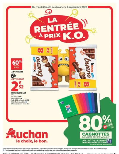 Auchan Rentrée scolaire hypers de la boutique Auchan valable du 25/08/2026 des dernières annonces