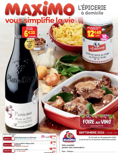  Catalogue Maximo catalogue epicerie de la boutique Maximo valable du 24/08/2026 des dernières annonces