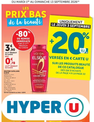 Hyper U - Les prix bas de la semaine de la boutique Hyper U valable du 01/09/2026 des dernières annonces