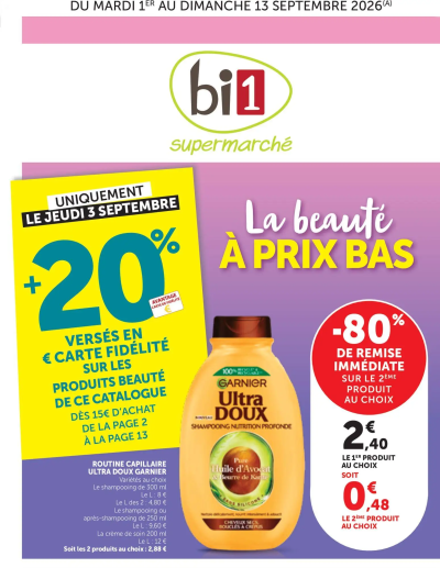  Catalogue bi1 Catalogue la beaute à prix bas de la boutique bi1 valable du 01/09/2026 des dernières annonces