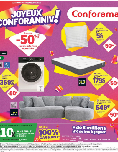  Catalogue Conforama catalogue de la boutique Conforama valable du 25/08/2026 des dernières annonces