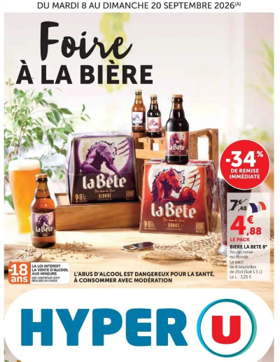  Catalogue Foire À LA BIÈRE de la boutique Hyper U valable du 08/09/2026 des dernières annonces