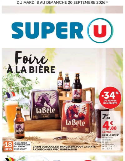 Foire À LA BIÈRE de la boutique Super U valable du 08/09/2026 des dernières annonces