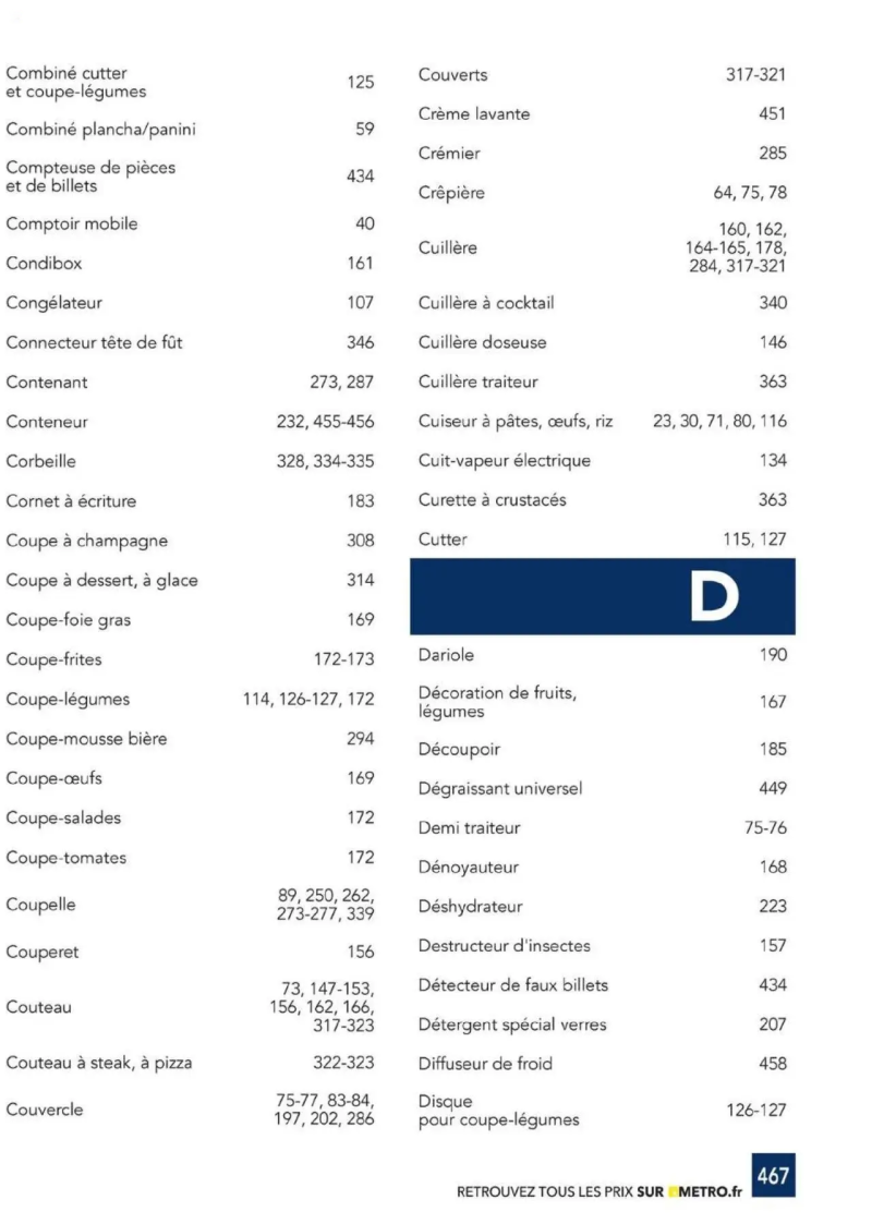 Metro catalogue du 01/01 – page 467