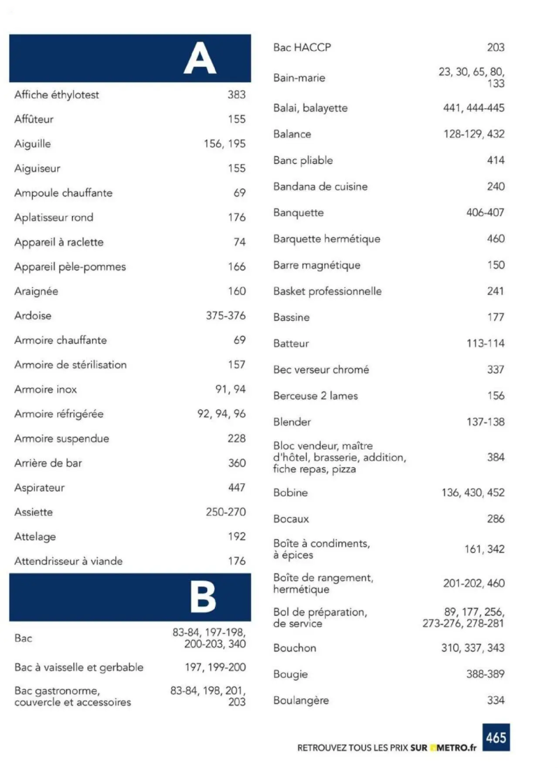 Metro catalogue du 01/01 – page 465