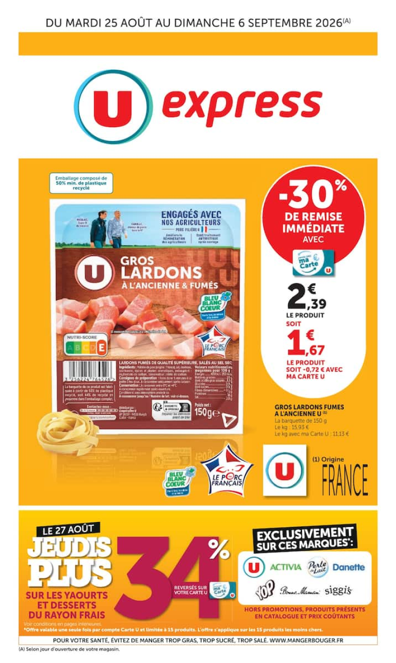 U Express catalogue du 25/08 au 07/09/2026 – page 1