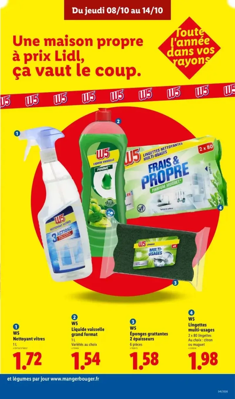 Sélection de produits de nettoyage et d'entretien ménager à prix Lidl.