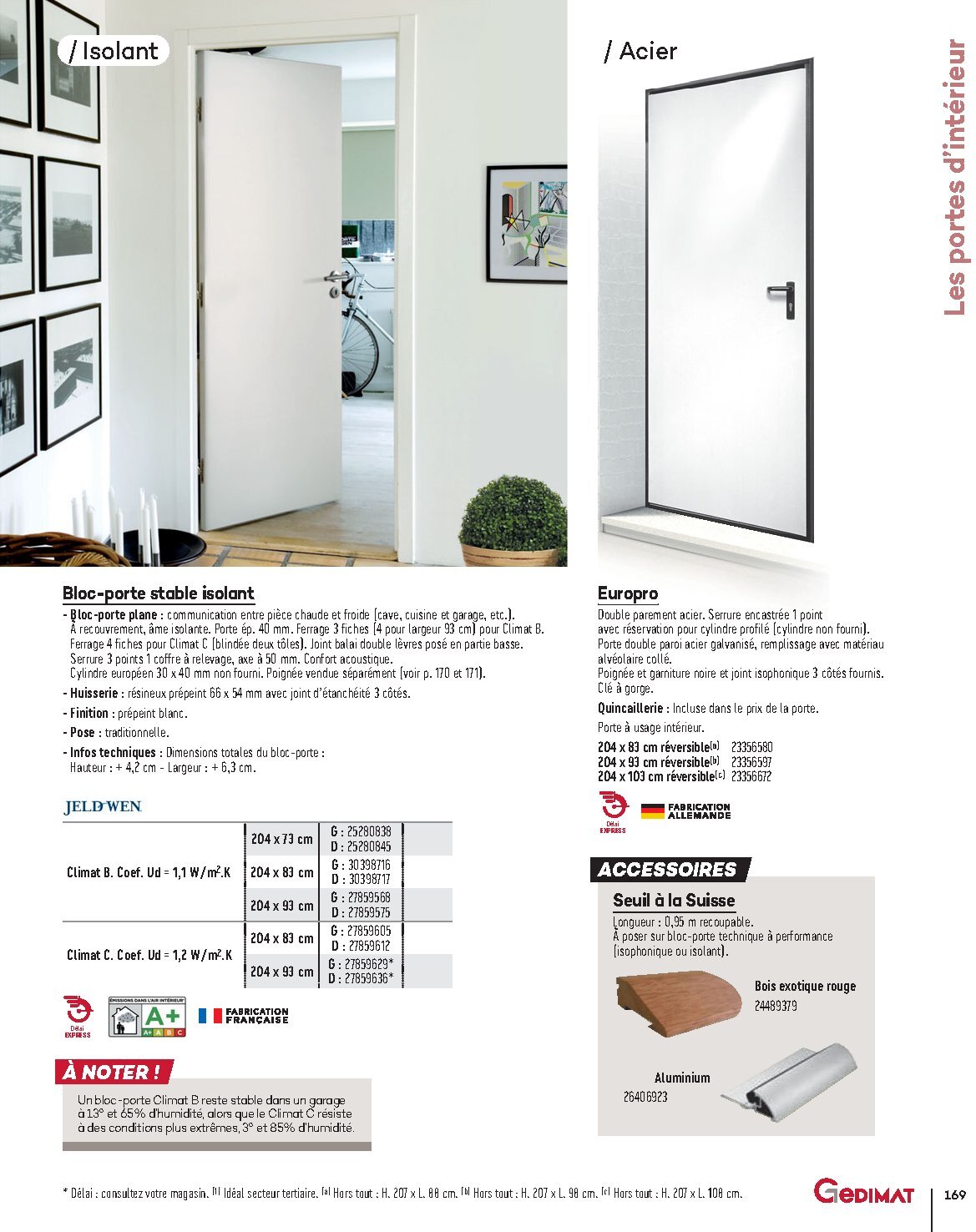 Catalogue Gedimat Menuiserie 2026 - Page 169