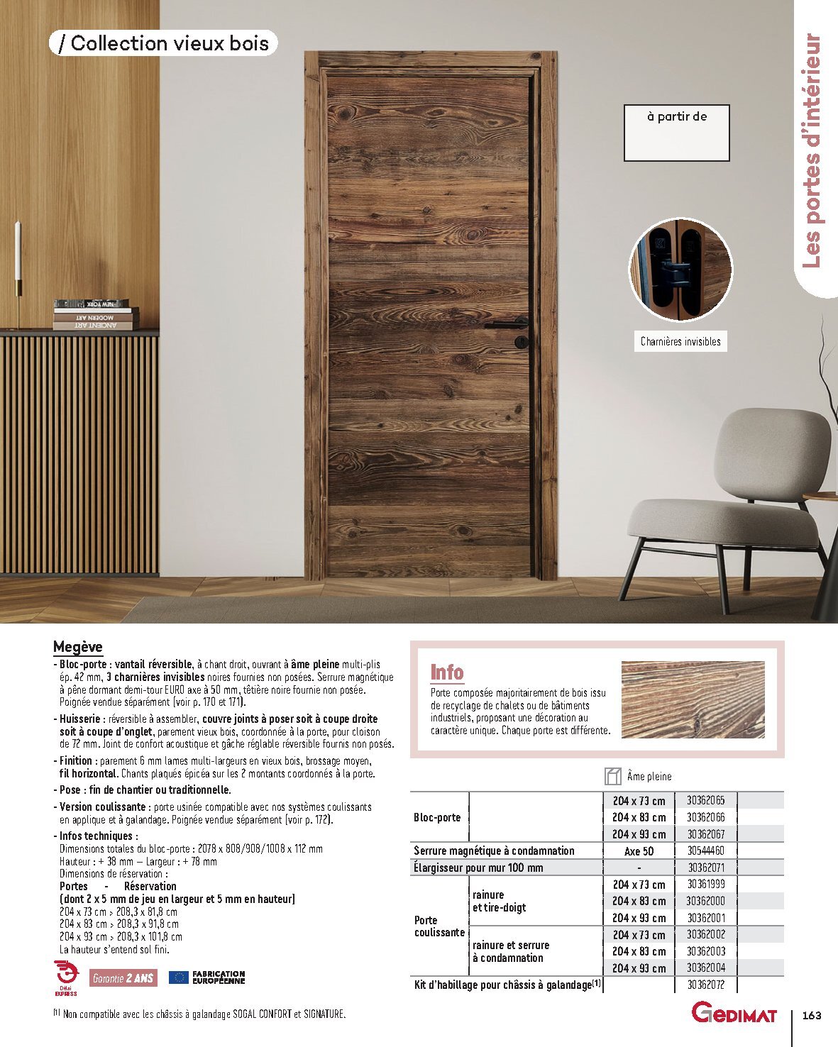 Catalogue Gedimat Menuiserie 2026 - Page 163
