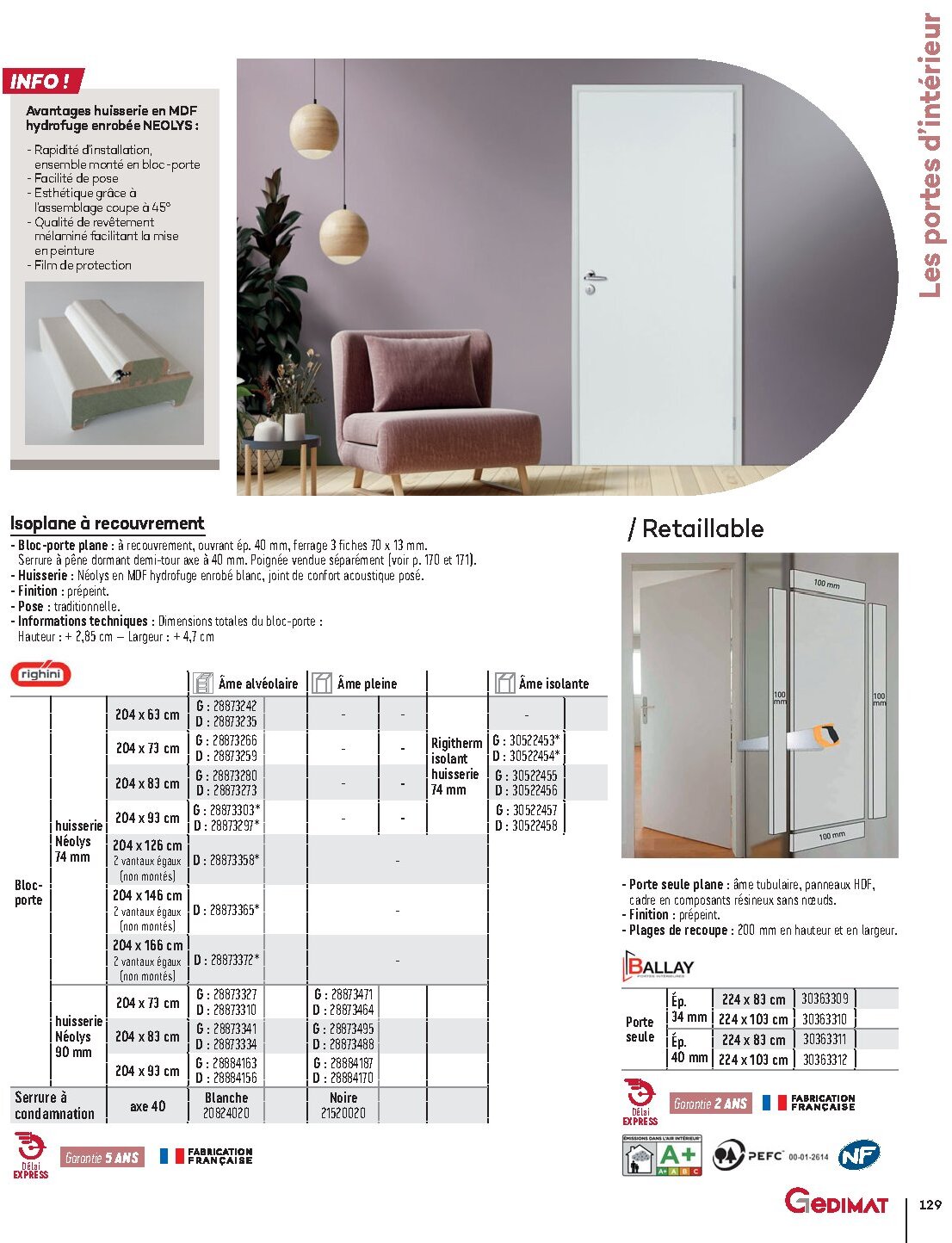 Catalogue Gedimat Menuiserie 2026 - Page 129