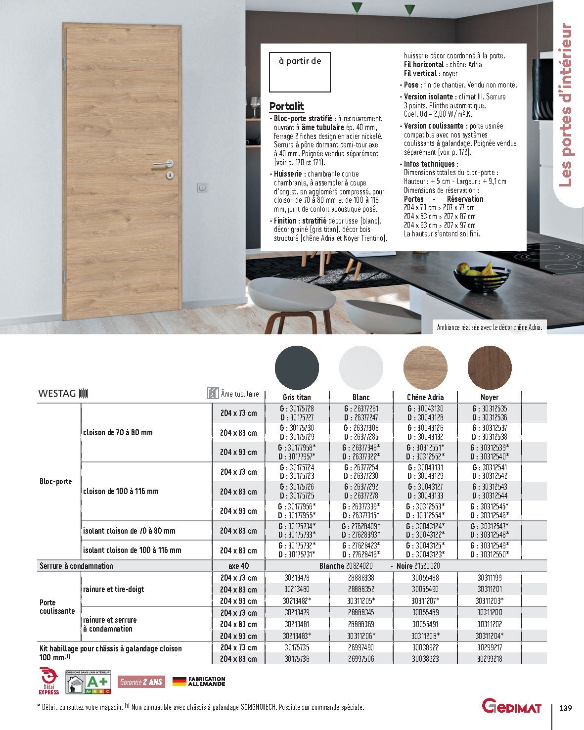 Catalogue Gedimat Menuiserie 2026 - Page 139