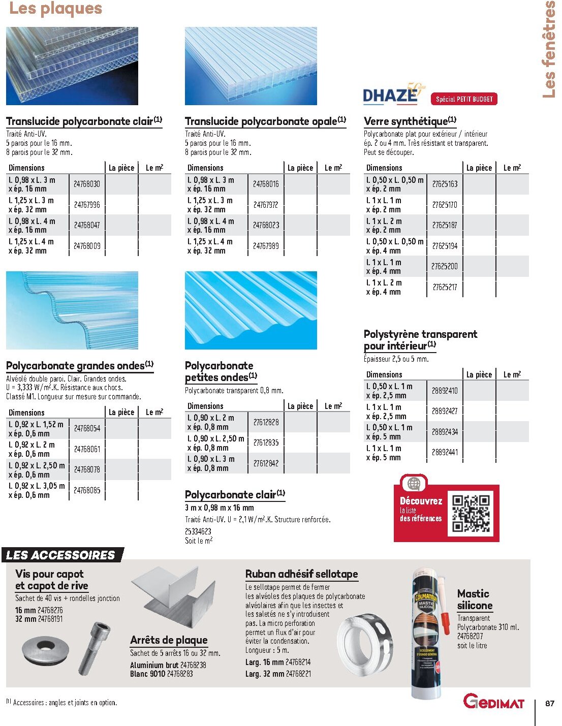 Catalogue Gedimat Menuiserie 2026 - Page 87