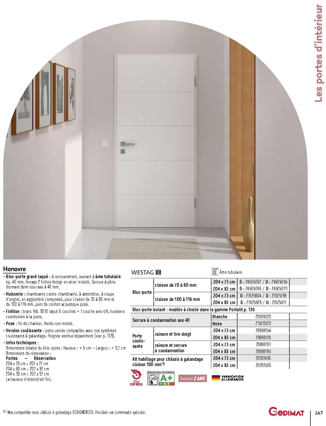 Catalogue Gedimat Menuiserie 2026 - Page 147
